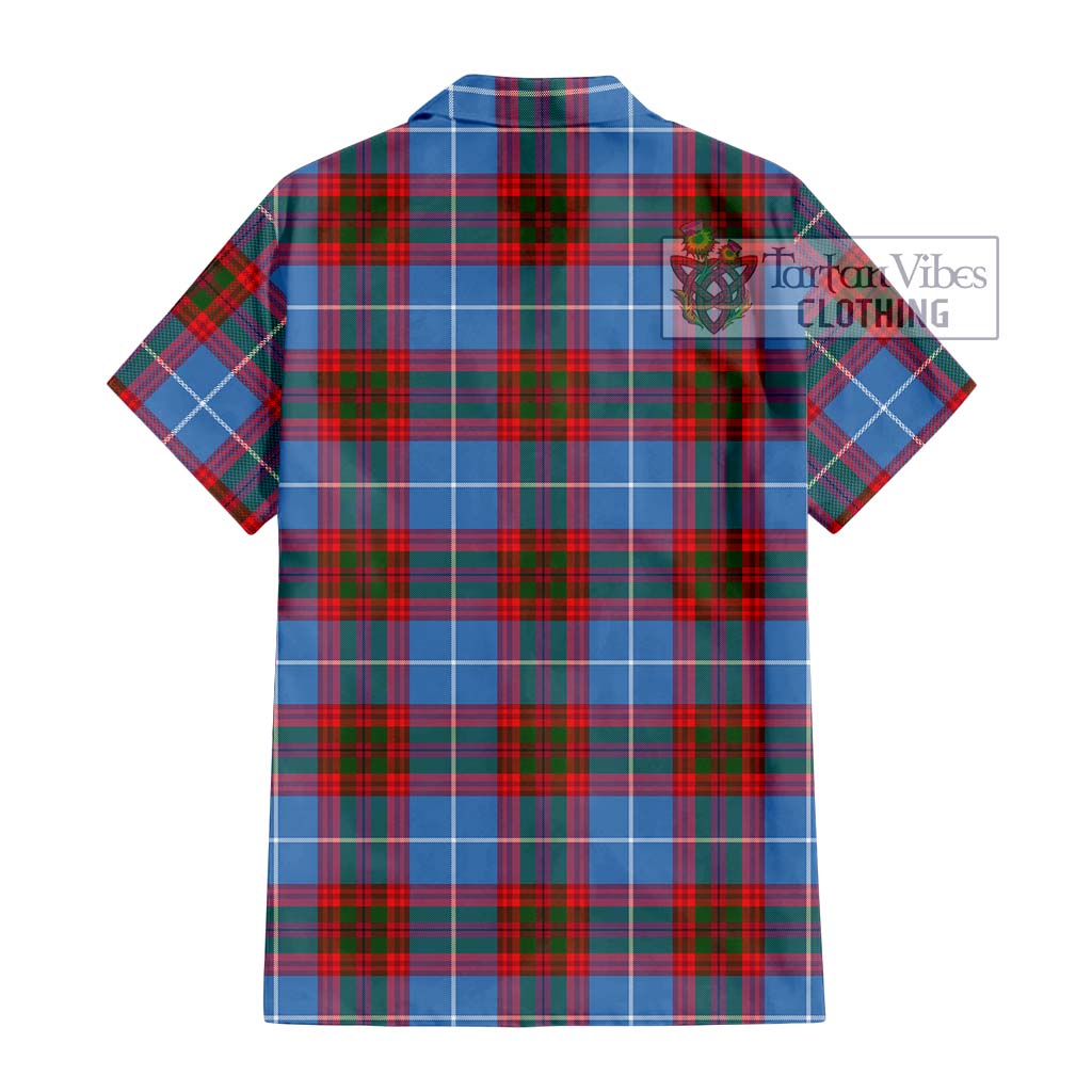 Tartan Vibes Clothing Crichton Tartan Short Sleeve Button Shirt with Family Crest DNA In Me Style