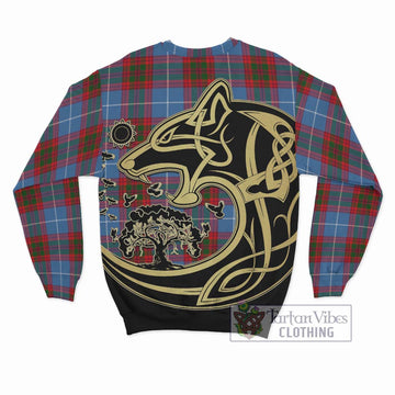 Crichton (Crighton) Tartan Sweatshirt with Family Crest Celtic Wolf Style