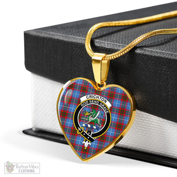 Crichton Tartan Heart Necklace with Family Crest