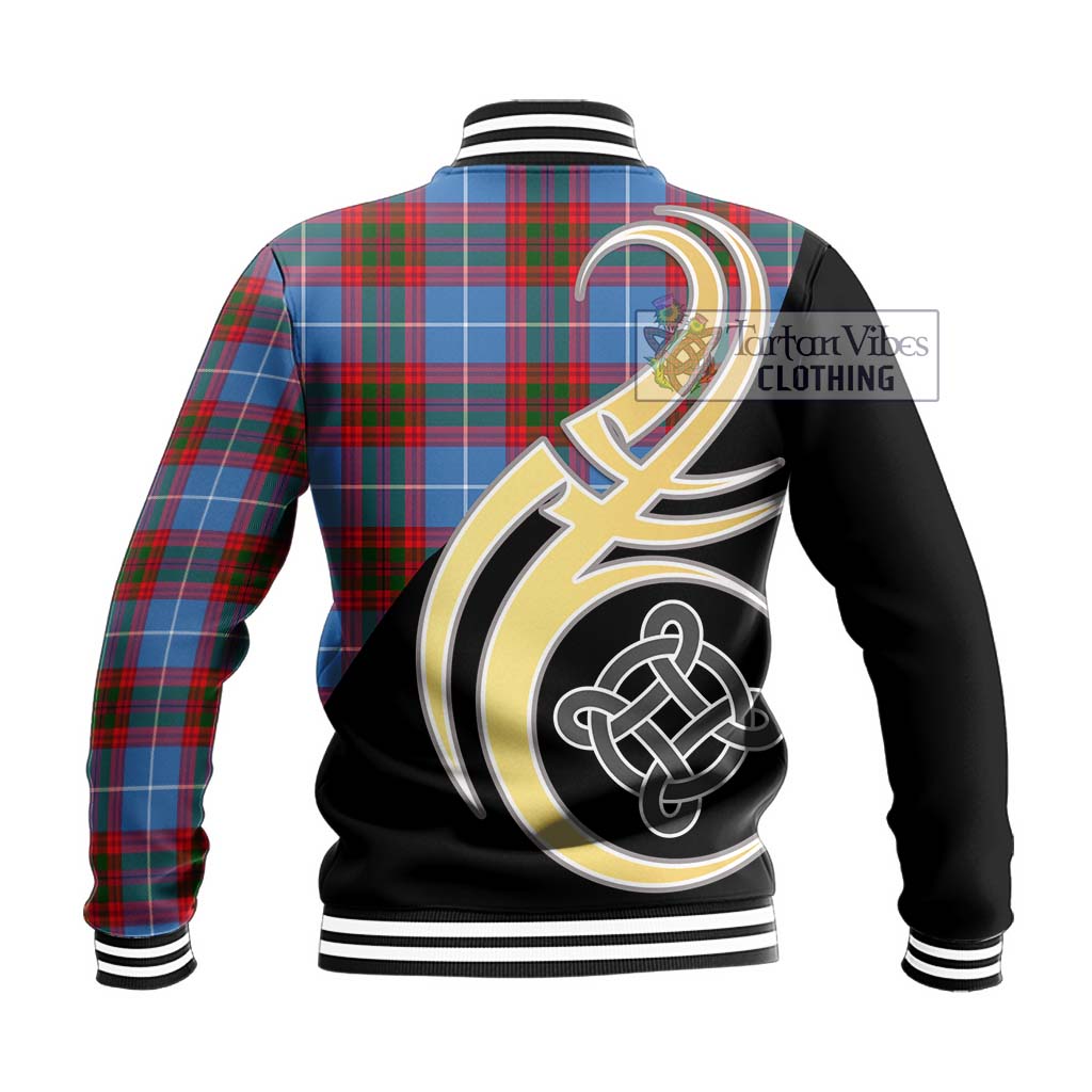 Tartan Vibes Clothing Crichton Tartan Baseball Jacket with Family Crest and Celtic Symbol Style