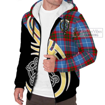 Crichton (Crighton) Tartan Sherpa Hoodie with Family Crest and Celtic Symbol Style