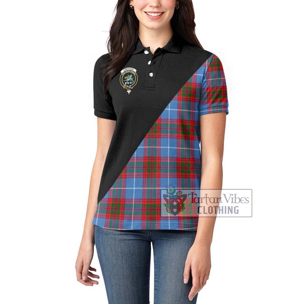 Tartan Vibes Clothing Crichton Tartan Women's Polo Shirt with Family Crest and Military Logo Style