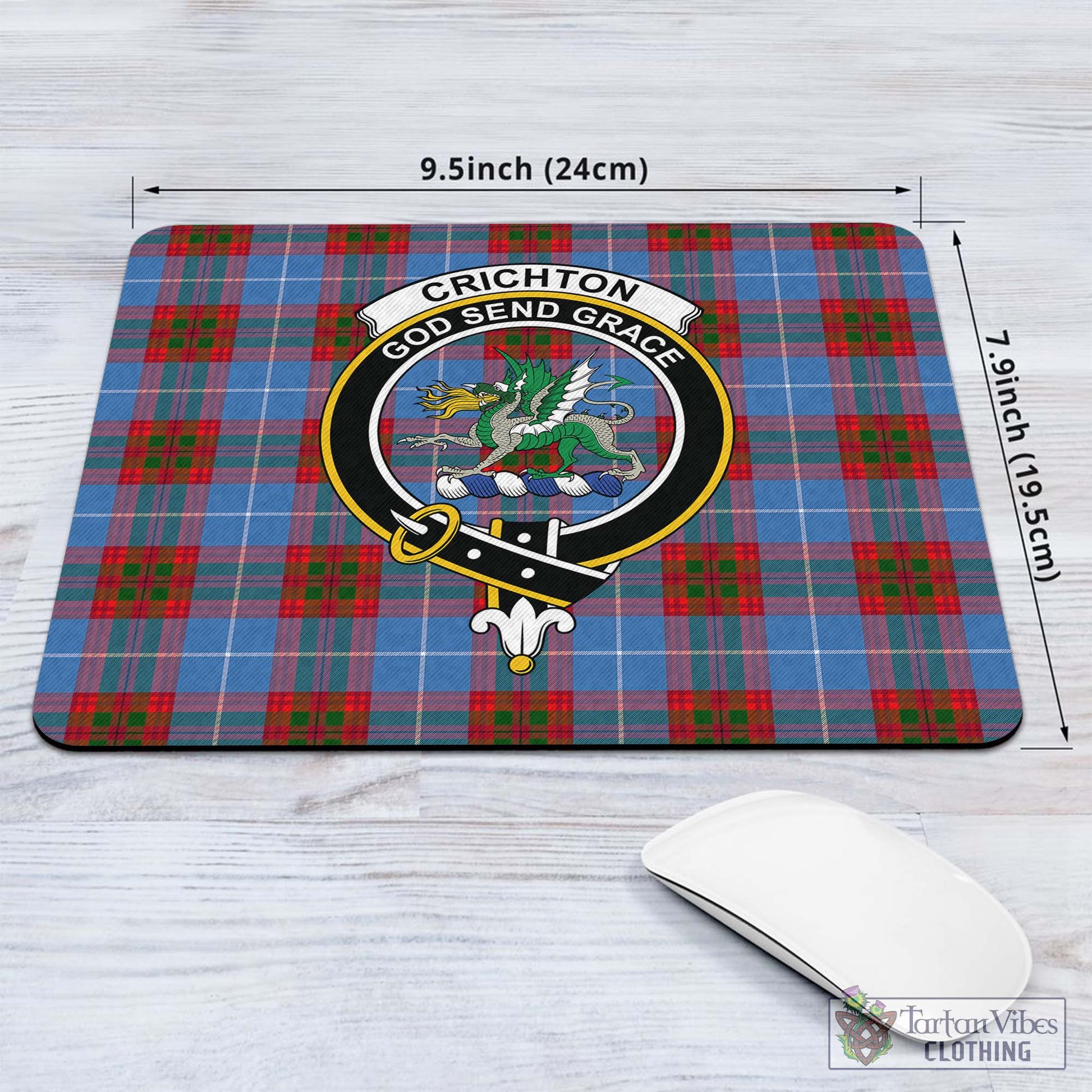 Tartan Vibes Clothing Crichton Tartan Mouse Pad with Family Crest