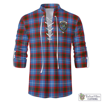 Crichton Tartan Men's Scottish Traditional Jacobite Ghillie Kilt Shirt with Family Crest