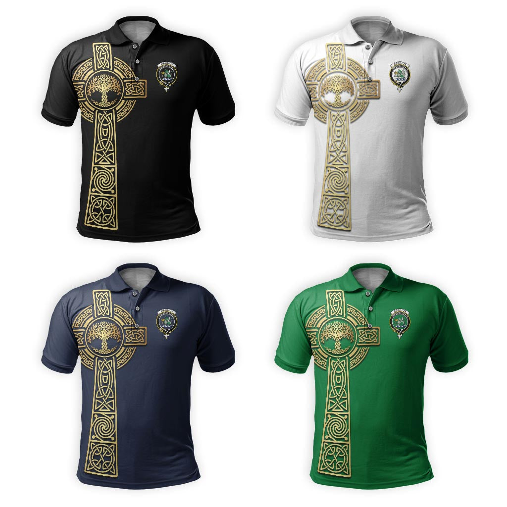 Crichton Clan Polo Shirt with Golden Celtic Tree Of Life - Tartanvibesclothing