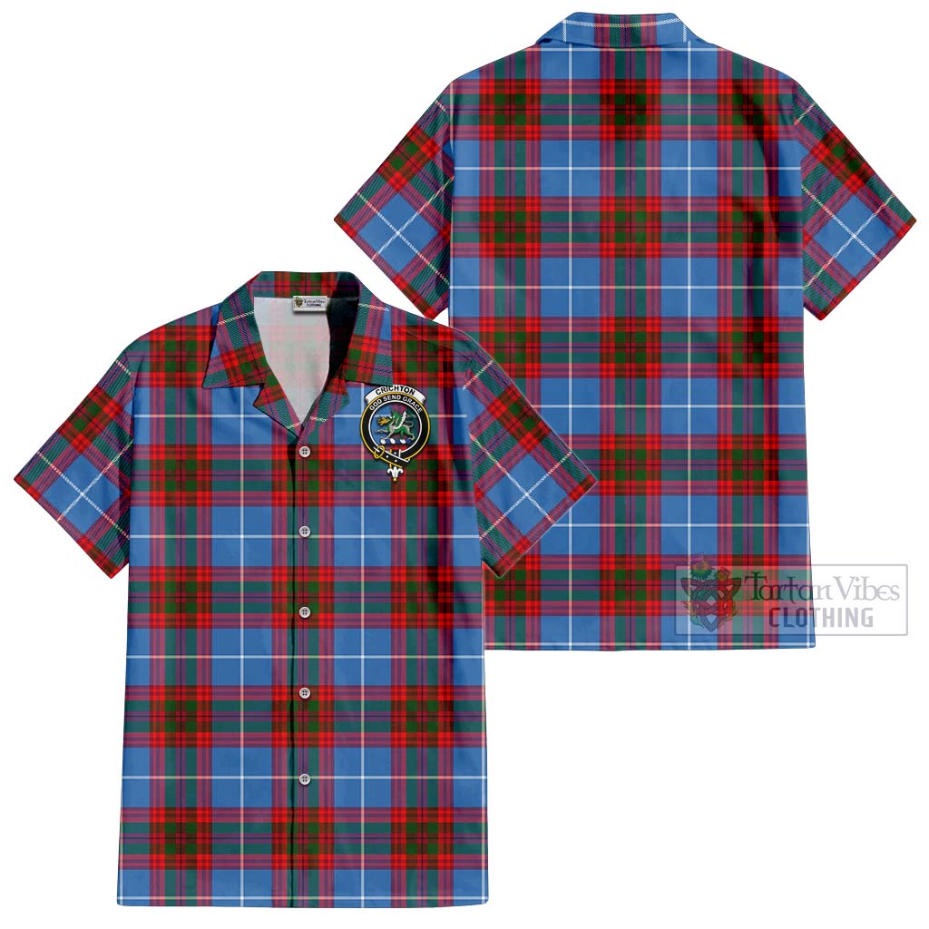 Tartan Vibes Clothing Crichton Tartan Cotton Hawaiian Shirt with Family Crest