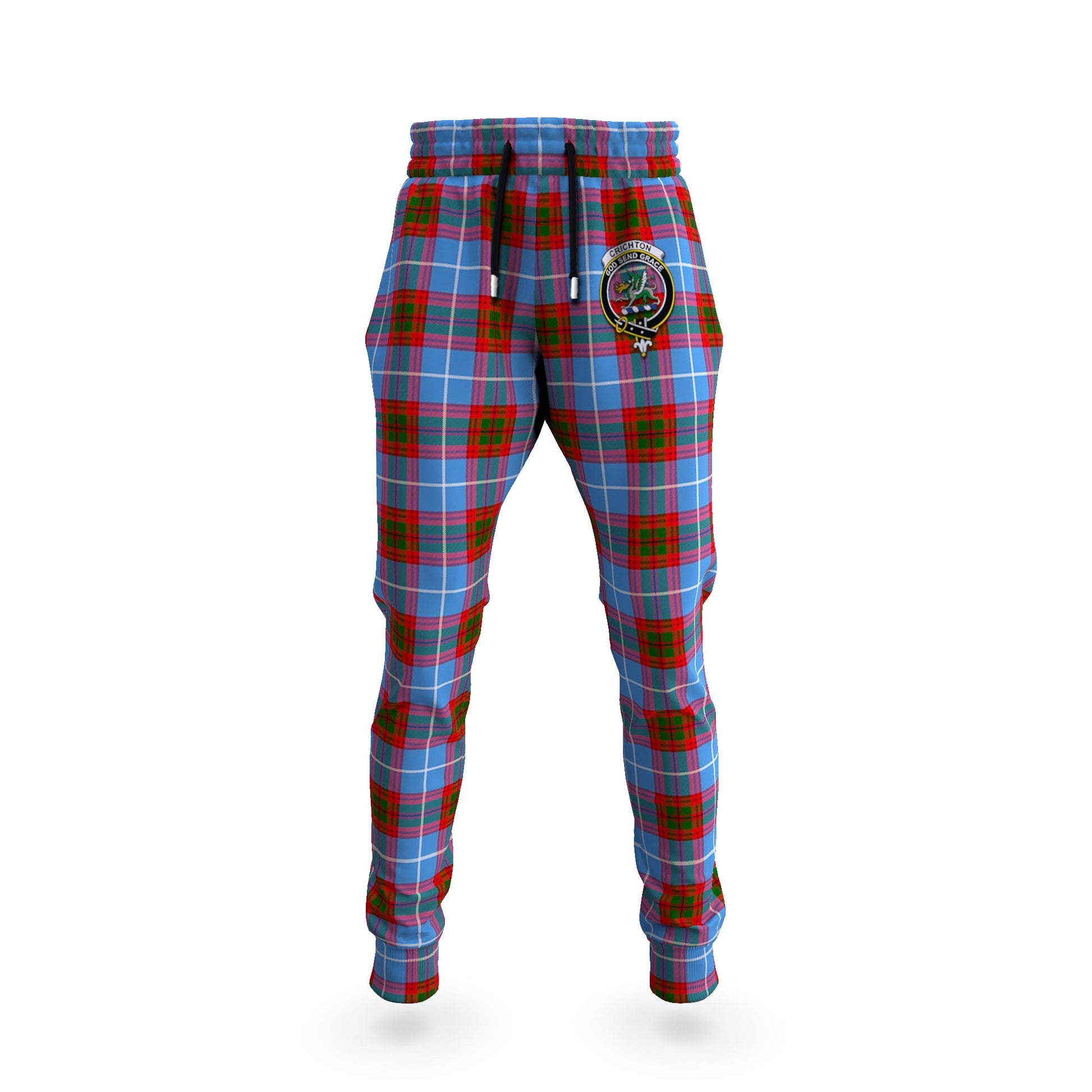 Crichton Tartan Joggers Pants with Family Crest - Tartanvibesclothing