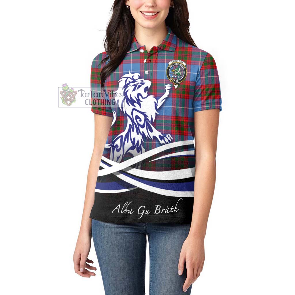 Tartan Vibes Clothing Crichton Tartan Women's Polo Shirt with Alba Gu Brath Regal Lion Emblem