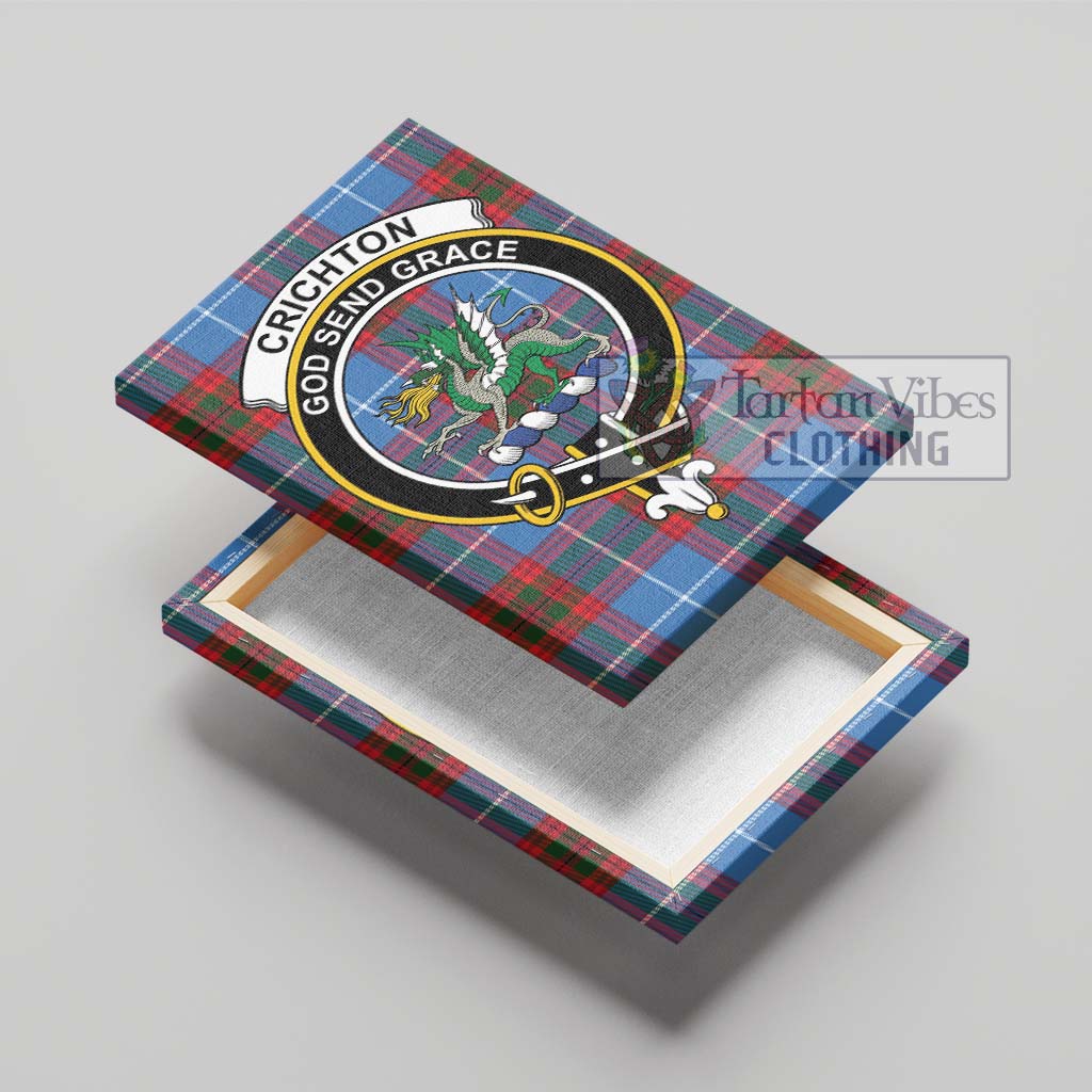 Tartan Vibes Clothing Crichton Tartan Canvas Print Wall Art with Family Crest