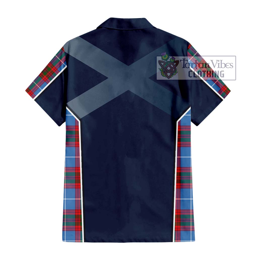 Tartan Vibes Clothing Crichton Tartan Short Sleeve Button Shirt with Family Crest and Lion Rampant Vibes Sport Style