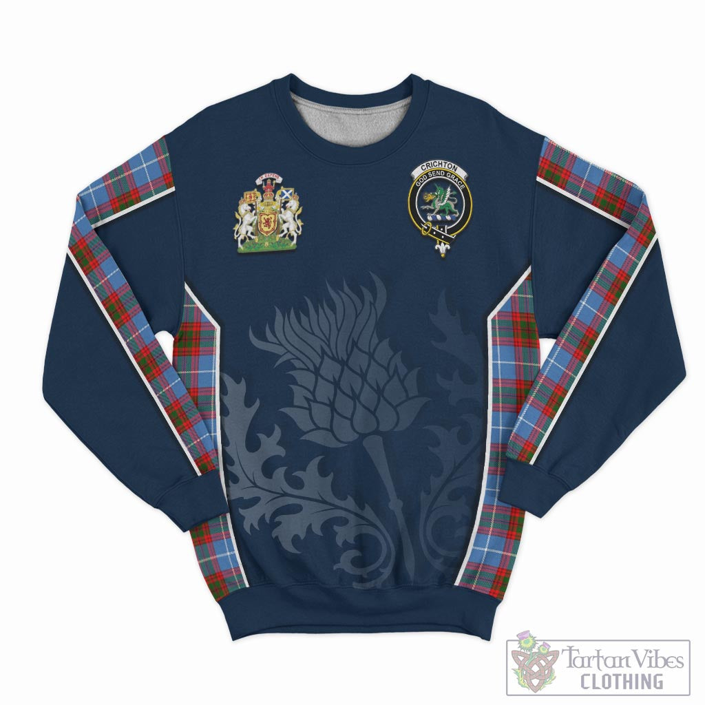 Tartan Vibes Clothing Crichton Tartan Sweatshirt with Family Crest and Scottish Thistle Vibes Sport Style