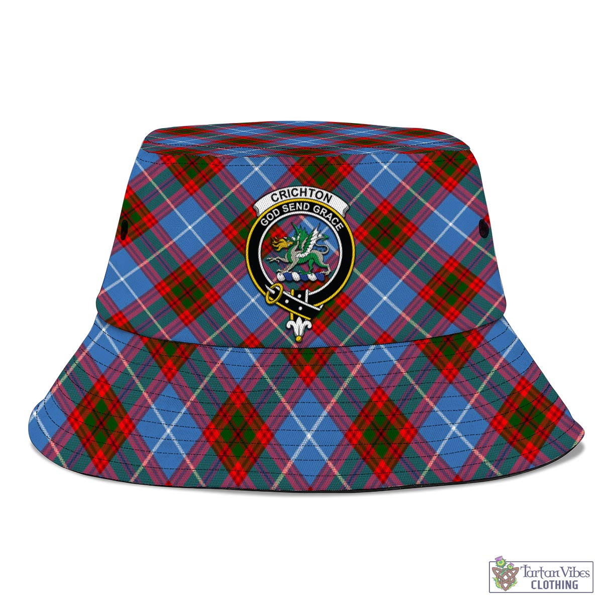 Tartan Vibes Clothing Crichton Tartan Bucket Hat with Family Crest