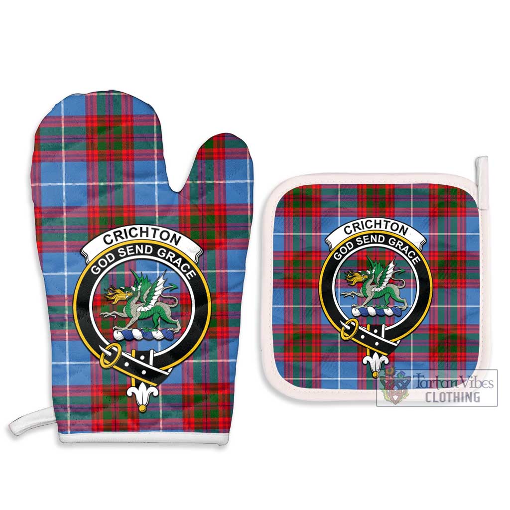 Tartan Vibes Clothing Crichton Tartan Combo Oven Mitt & Pot-Holder with Family Crest