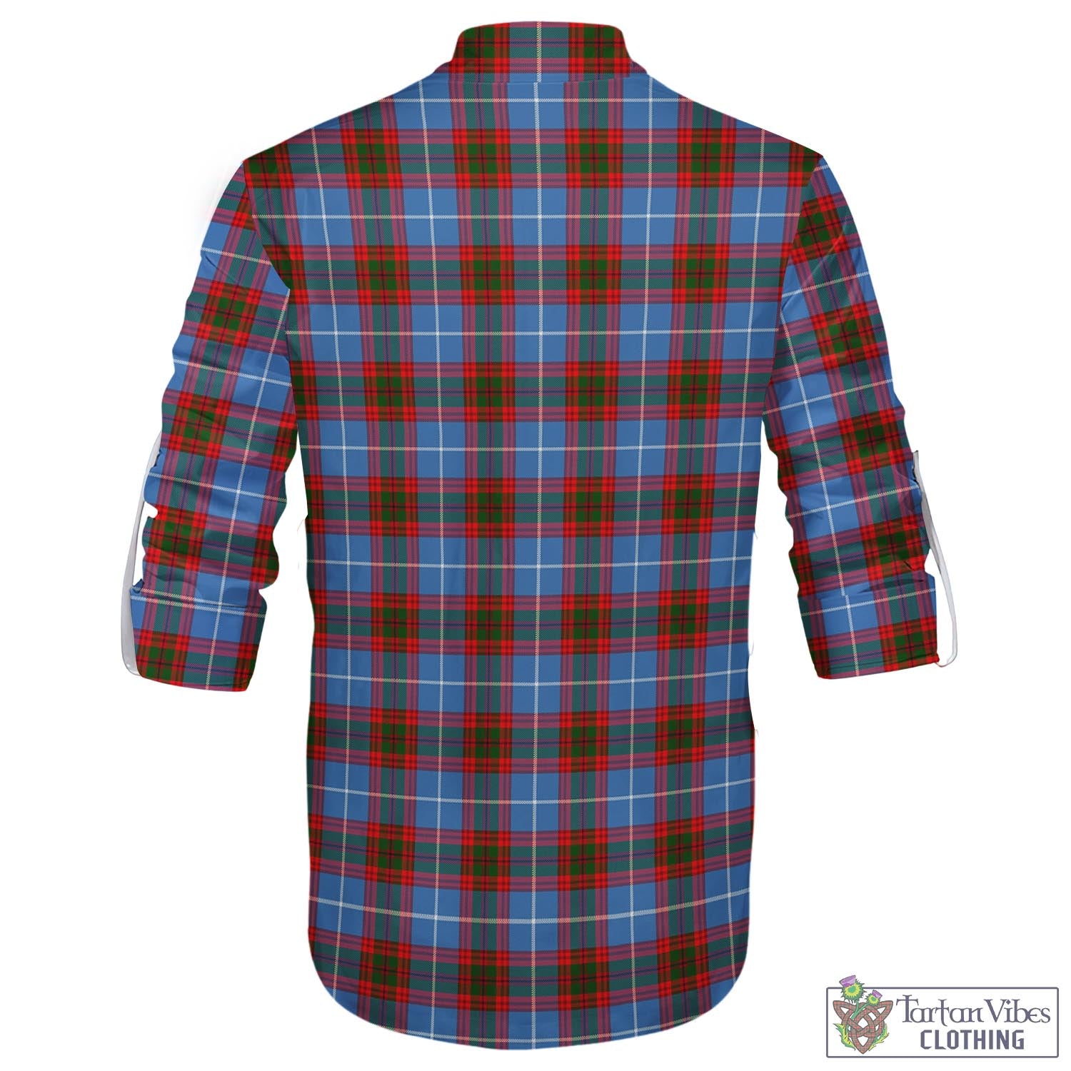 Tartan Vibes Clothing Crichton Tartan Men's Scottish Traditional Jacobite Ghillie Kilt Shirt with Family Crest
