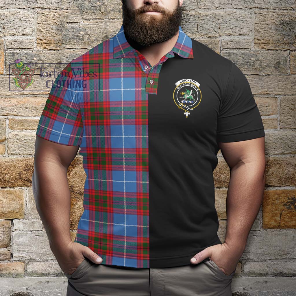 Tartan Vibes Clothing Crichton Tartan Polo Shirt with Family Crest and Half Of Me Style