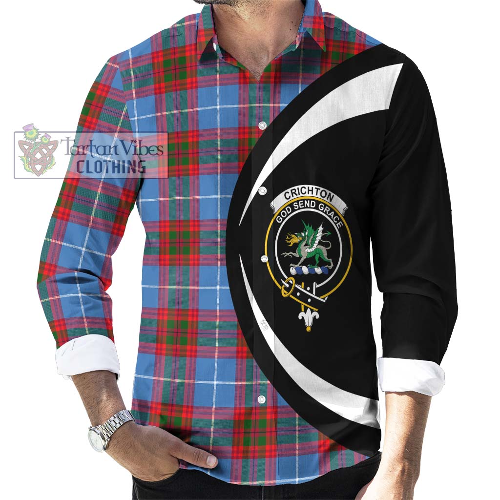 Crichton (Crighton) Tartan Long Sleeve Button Up with Family Crest Circle Style - Tartan Vibes Clothing