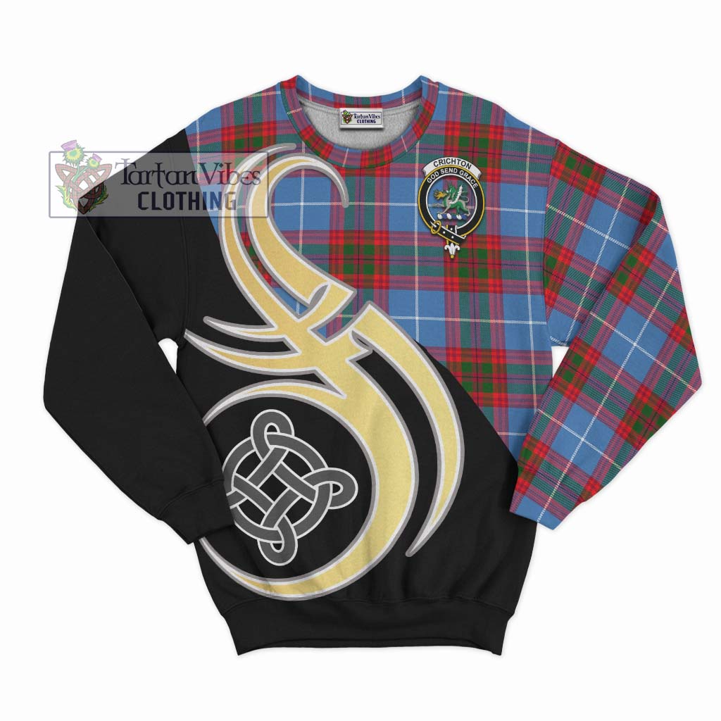 Tartan Vibes Clothing Crichton Tartan Sweatshirt with Family Crest and Celtic Symbol Style