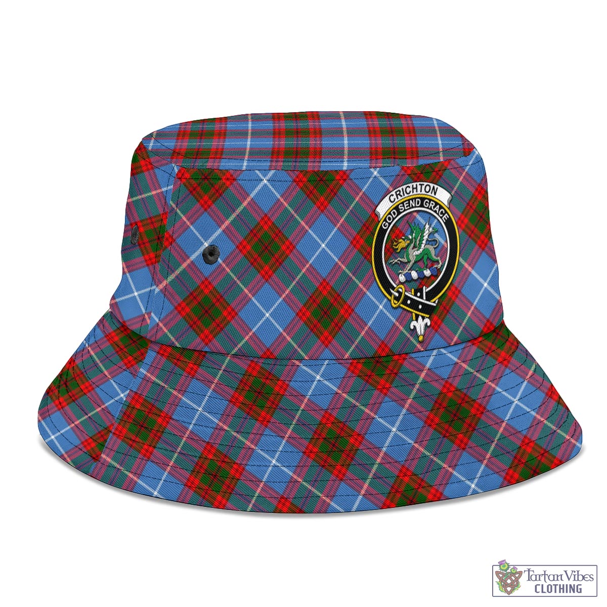 Tartan Vibes Clothing Crichton Tartan Bucket Hat with Family Crest