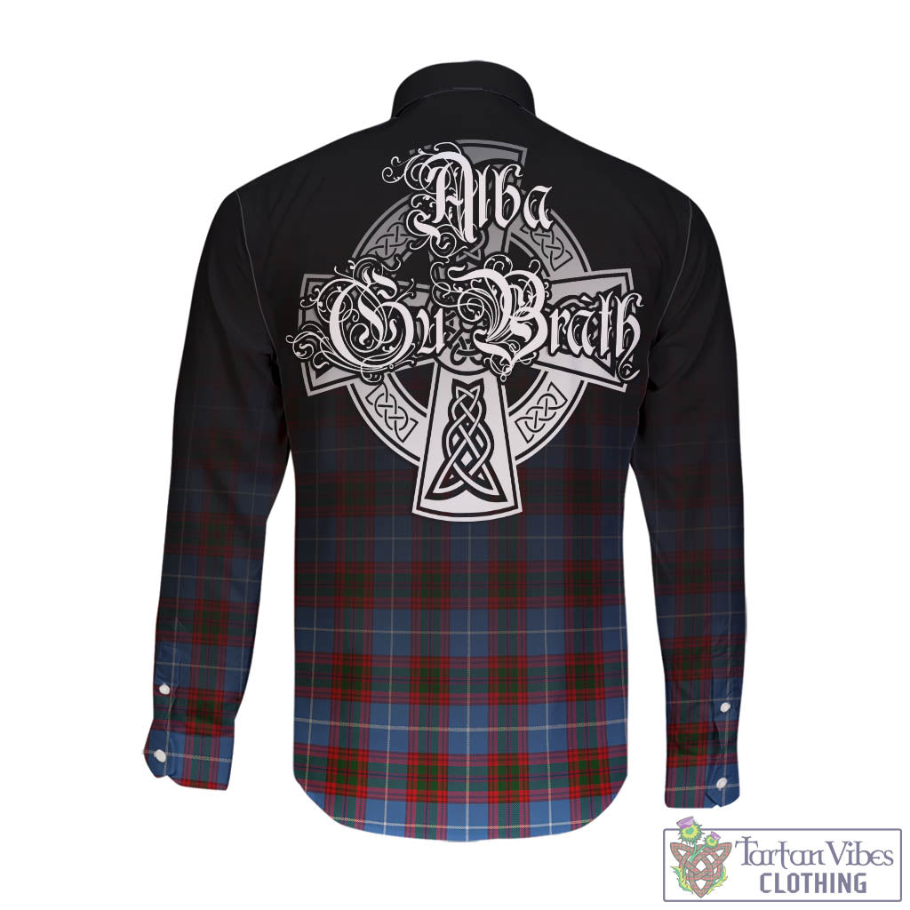 Tartan Vibes Clothing Crichton Tartan Long Sleeve Button Up Featuring Alba Gu Brath Family Crest Celtic Inspired