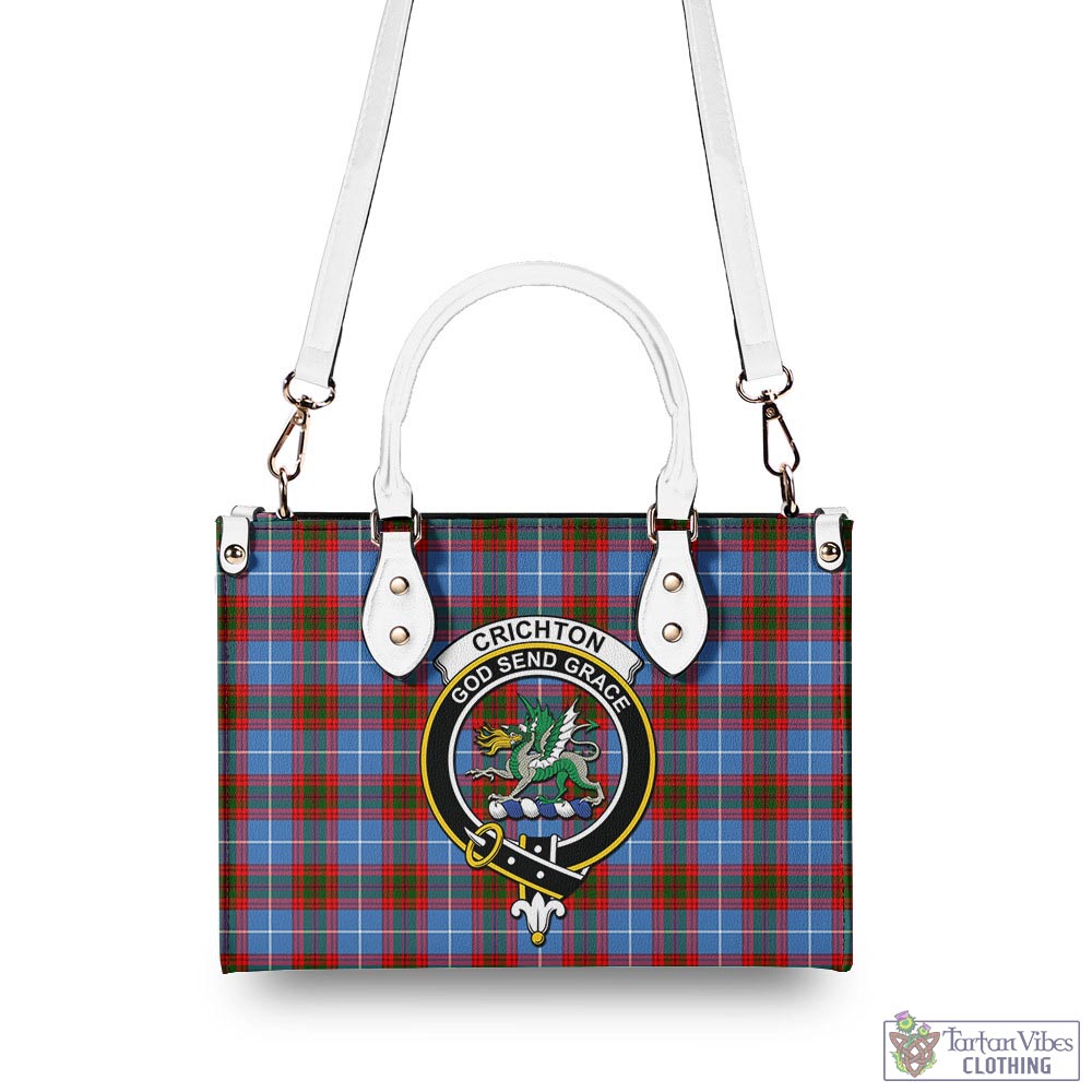 Tartan Vibes Clothing Crichton Tartan Luxury Leather Handbags with Family Crest