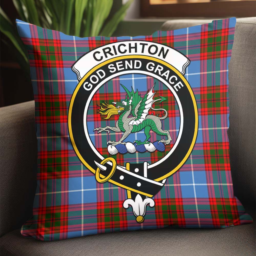 Crichton Tartan Pillow Cover with Family Crest - Tartanvibesclothing