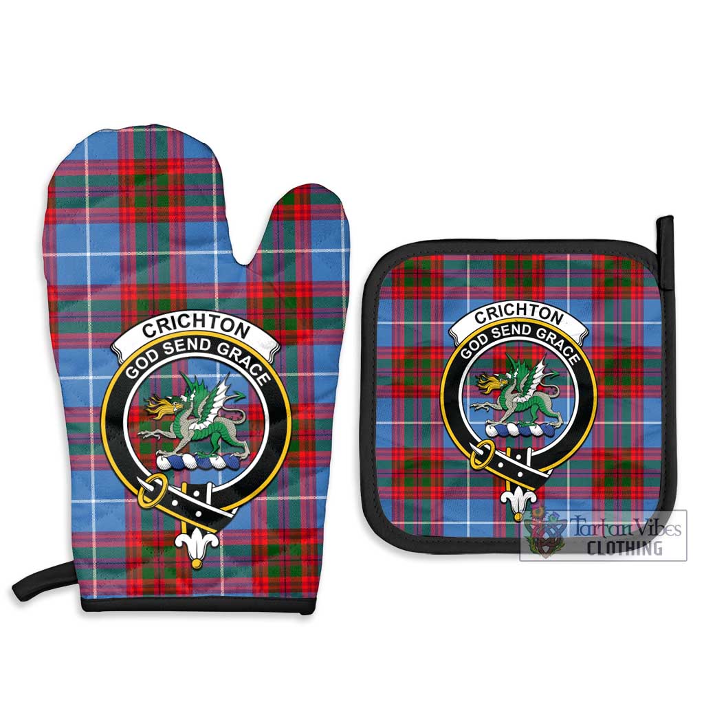 Tartan Vibes Clothing Crichton Tartan Combo Oven Mitt & Pot-Holder with Family Crest