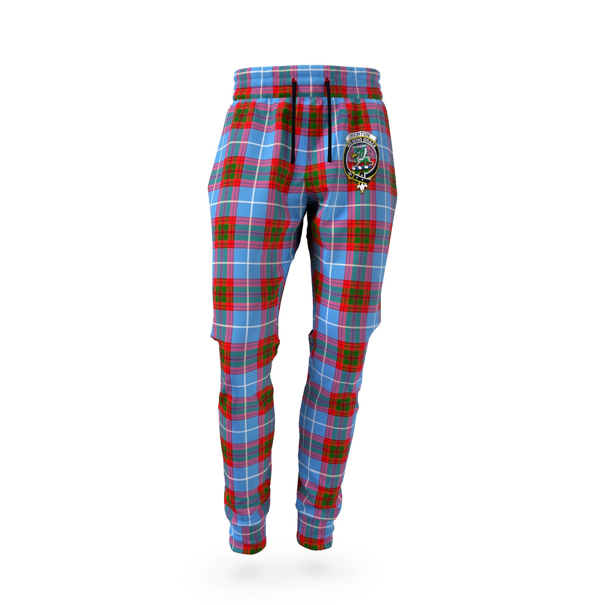 Crichton Tartan Joggers Pants with Family Crest - Tartanvibesclothing