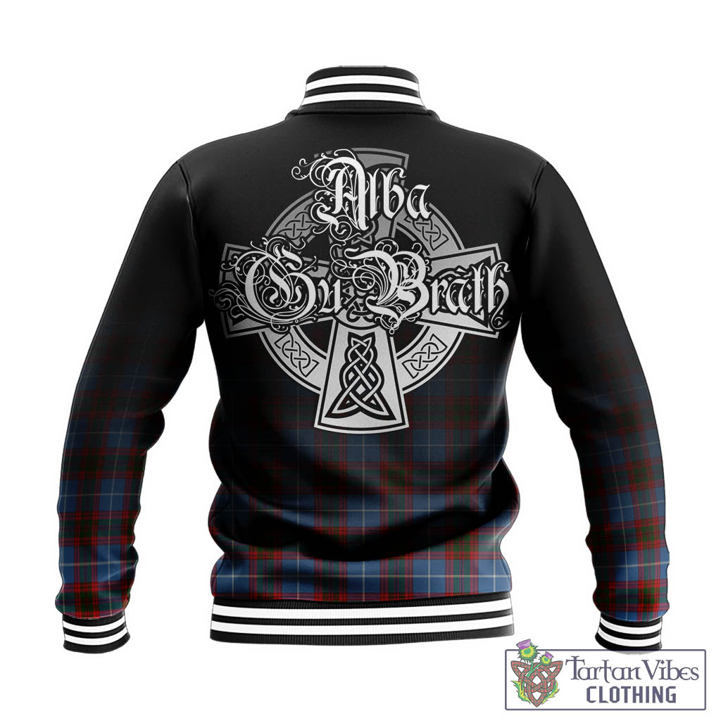 Tartan Vibes Clothing Crichton Tartan Baseball Jacket Featuring Alba Gu Brath Family Crest Celtic Inspired