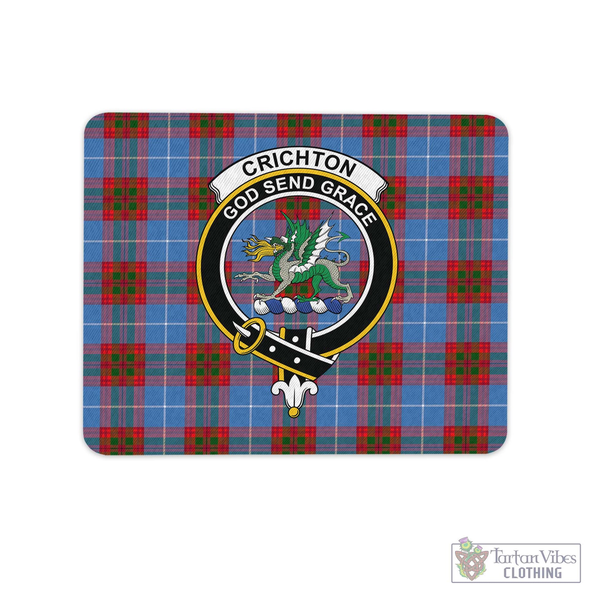 Tartan Vibes Clothing Crichton Tartan Mouse Pad with Family Crest