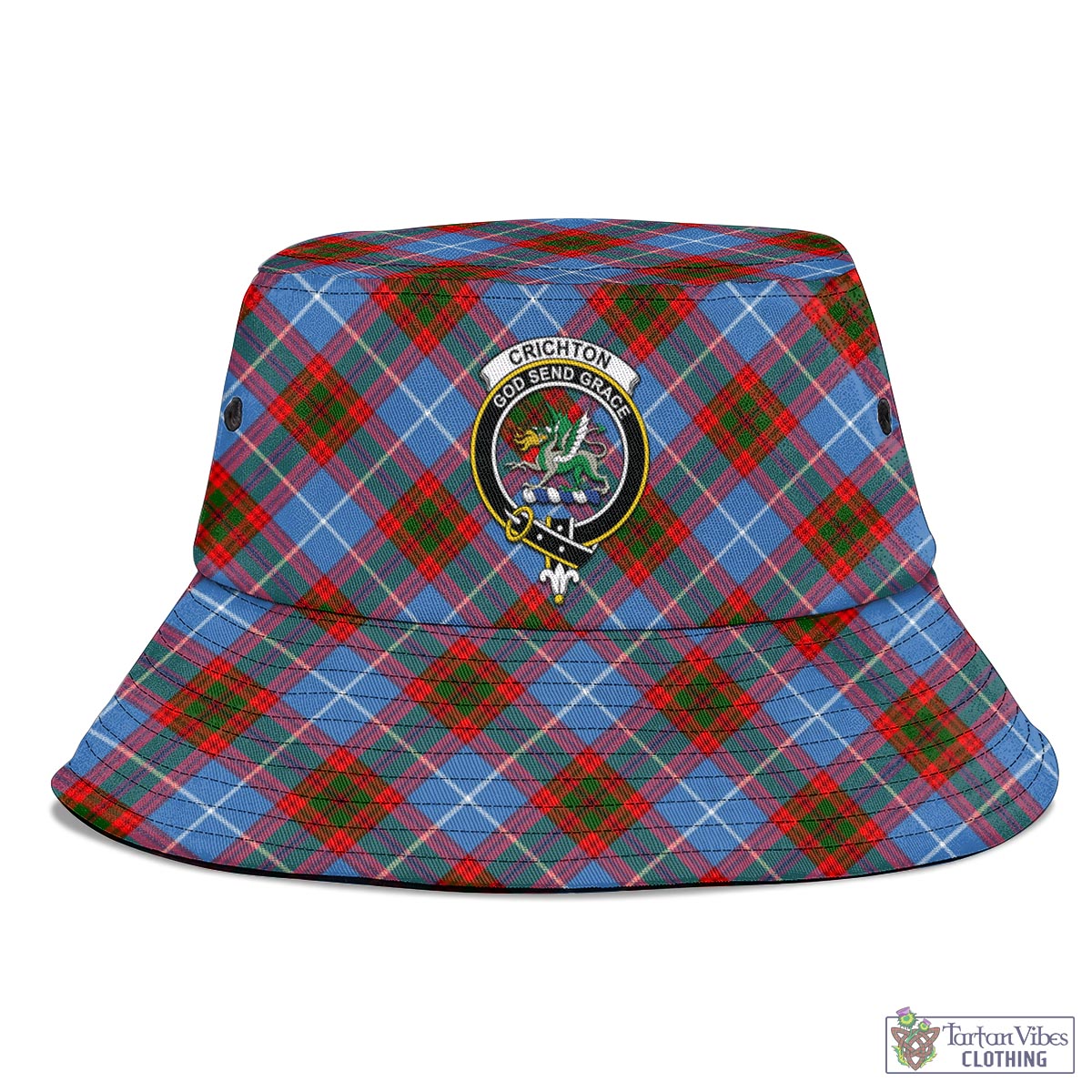 Tartan Vibes Clothing Crichton Tartan Bucket Hat with Family Crest