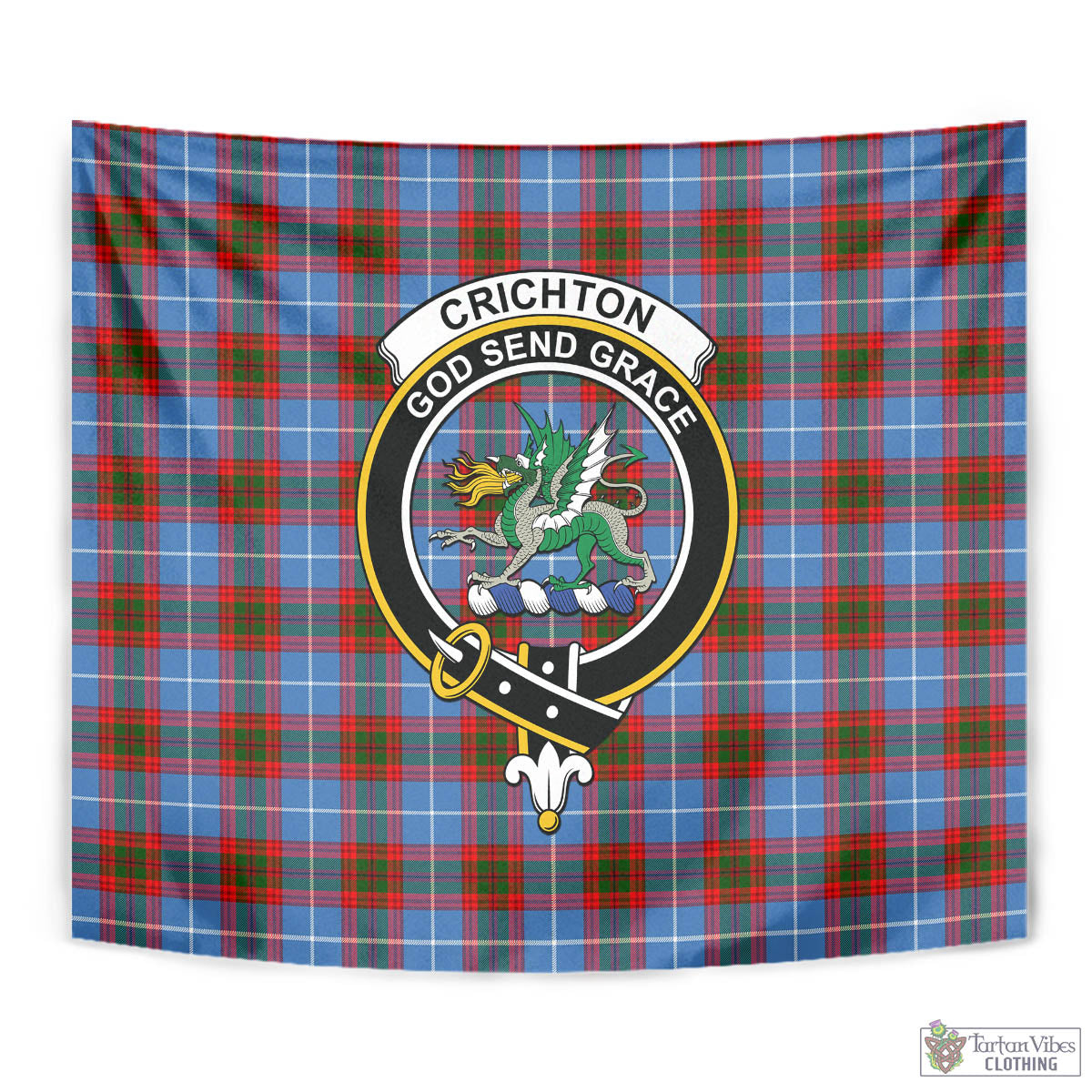 Tartan Vibes Clothing Crichton Tartan Tapestry Wall Hanging and Home Decor for Room with Family Crest