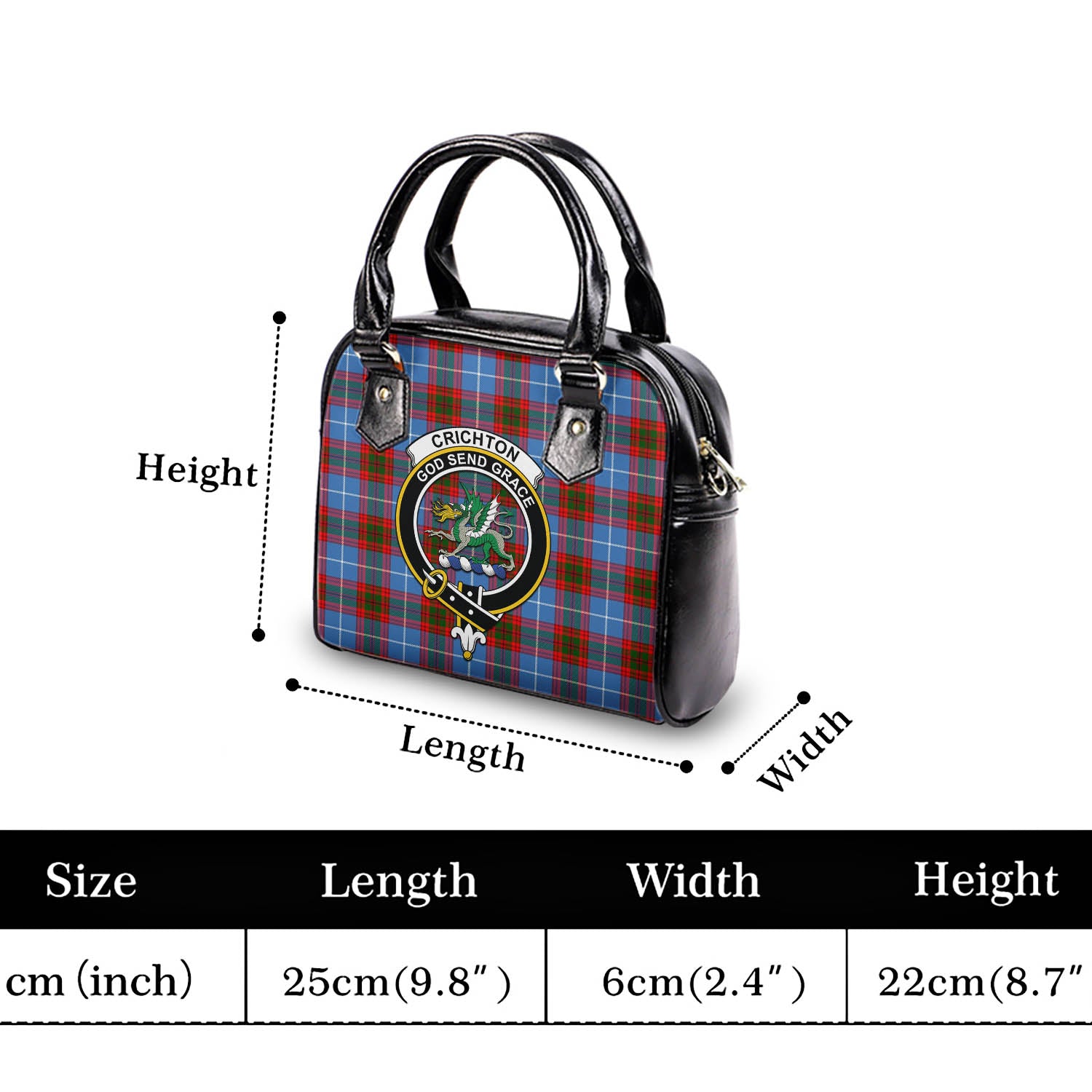 Crichton Tartan Shoulder Handbags with Family Crest - Tartanvibesclothing