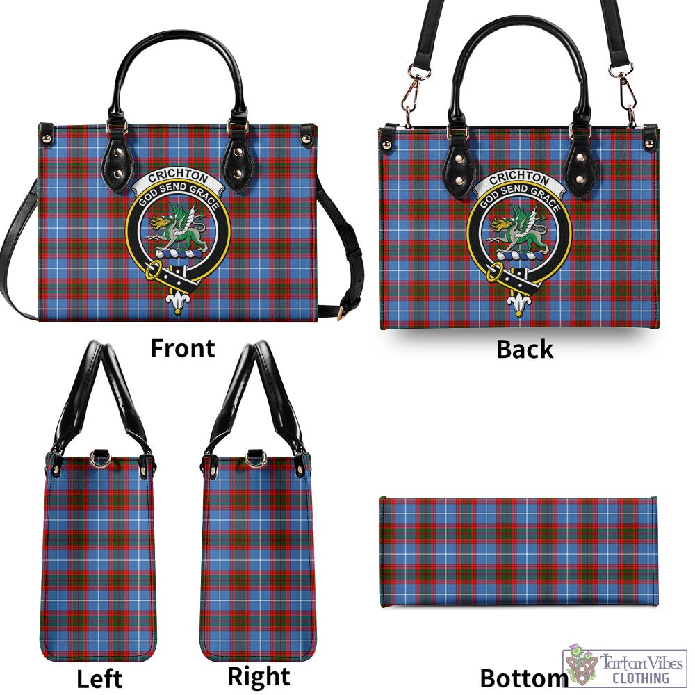 Tartan Vibes Clothing Crichton Tartan Luxury Leather Handbags with Family Crest