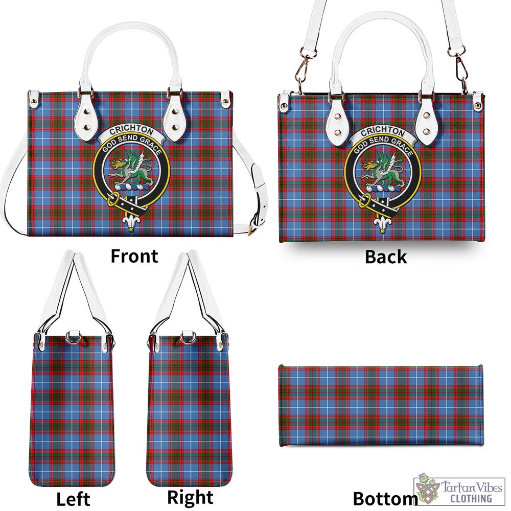 Tartan Vibes Clothing Crichton Tartan Luxury Leather Handbags with Family Crest