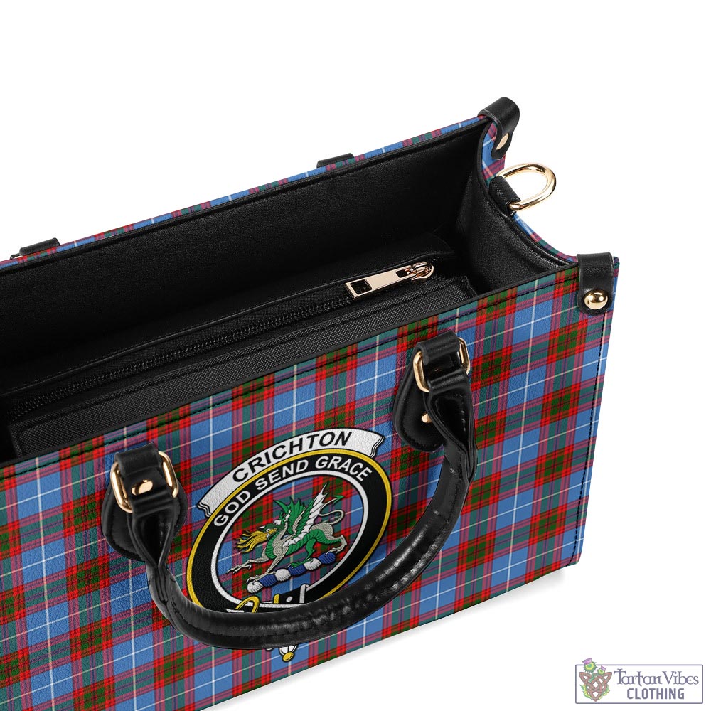 Tartan Vibes Clothing Crichton Tartan Luxury Leather Handbags with Family Crest