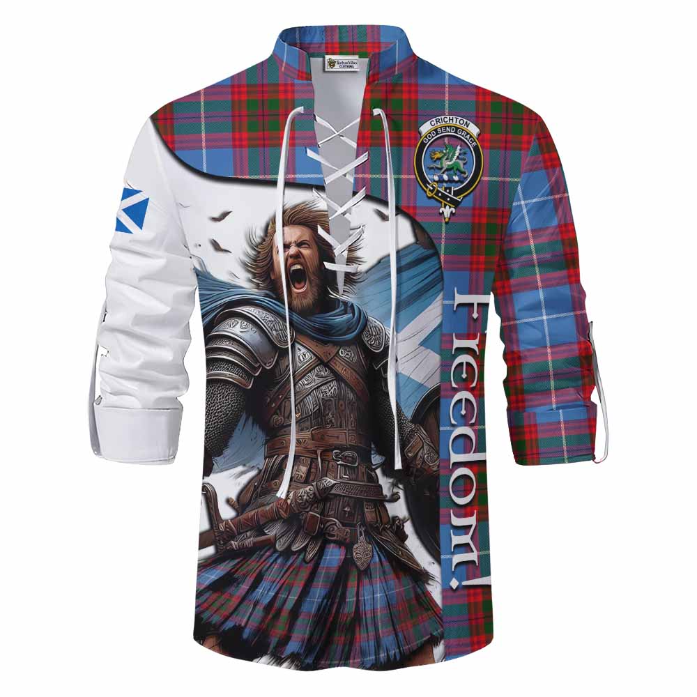 Tartan Vibes Clothing Crichton (Crighton) Crest Tartan Ghillie Kilt Shirt Inspired by the Freedom of Scottish Warrior