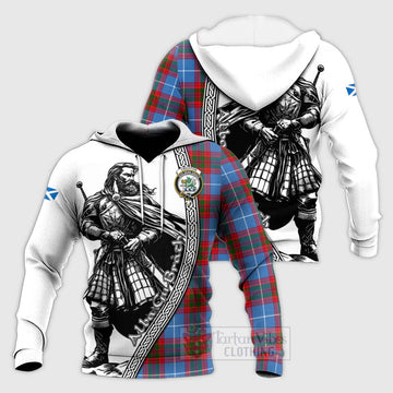 Crichton (Crighton) Tartan Clan Crest Knitted Hoodie with Highlander Warrior Celtic Style