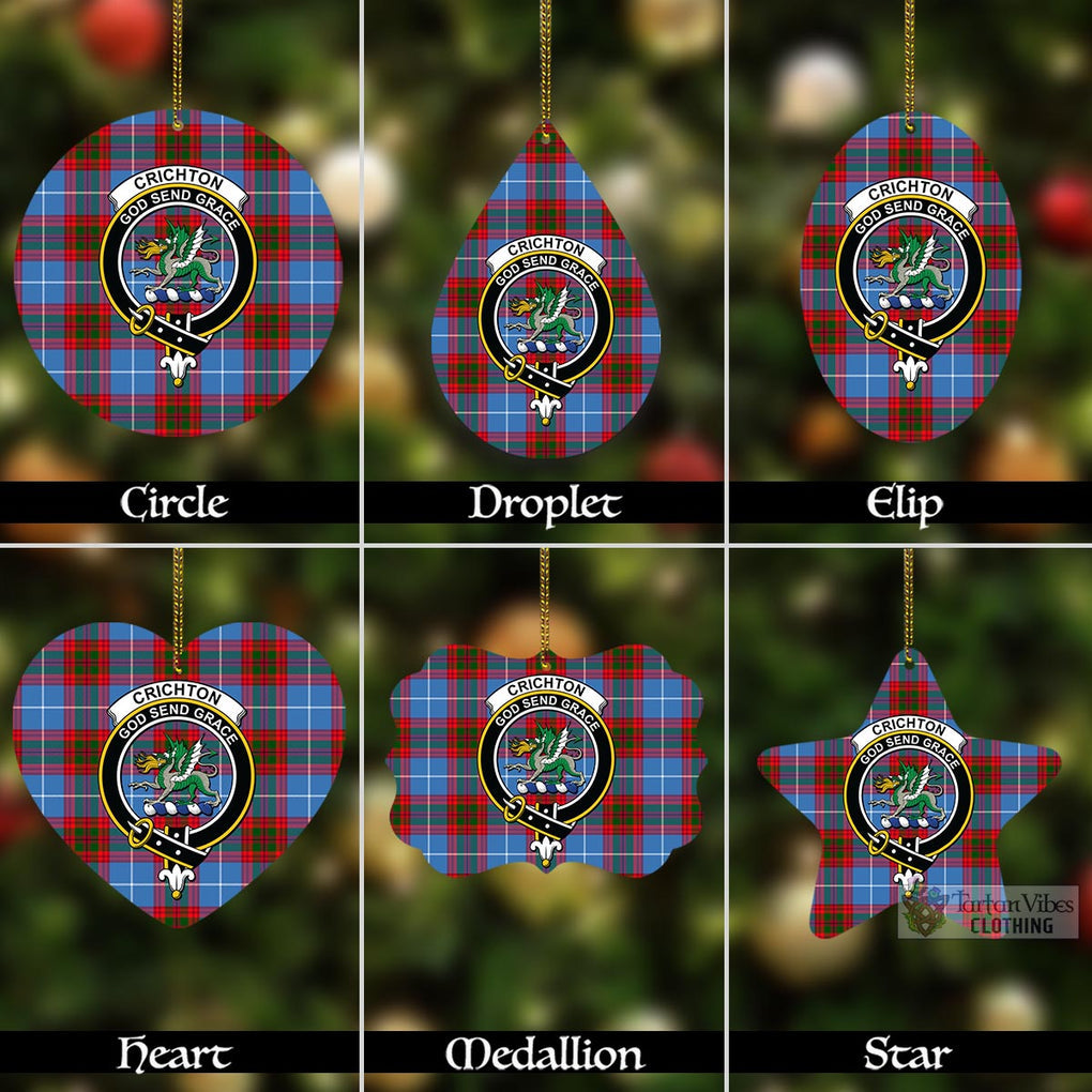 Tartan Vibes Clothing Crichton (Crighton) Tartan Christmas Aluminium Ornament with Family Crest