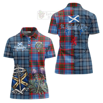 Crichton (Crighton) Tartan Women's Polo Shirt Happy St. Andrew's Day Half Tartan Style