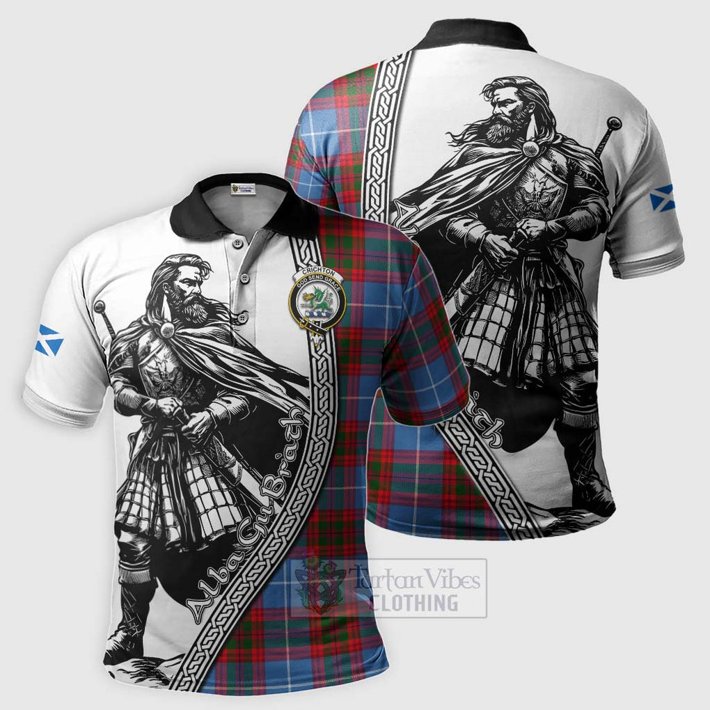 Tartan Vibes Clothing Crichton (Crighton) Tartan Clan Crest Polo Shirt with Highlander Warrior Celtic Style