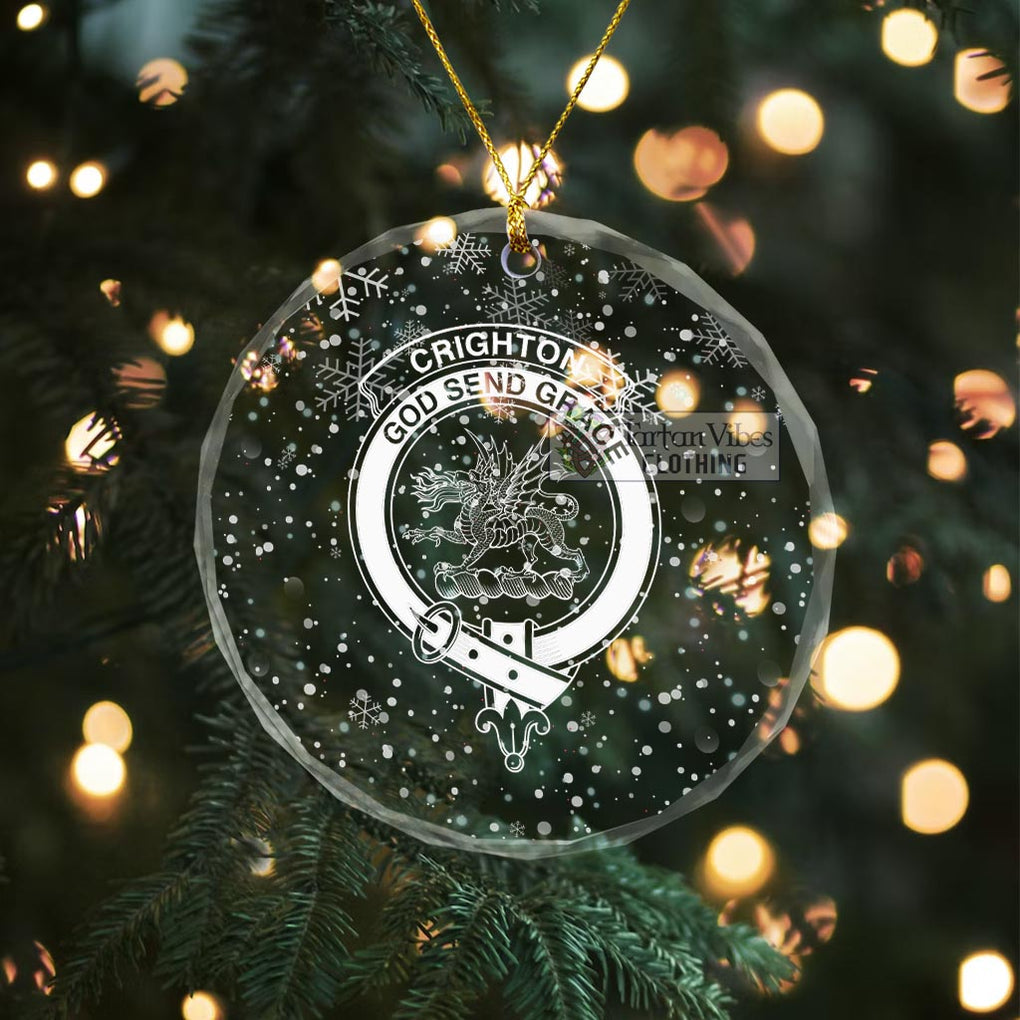 Tartan Vibes Clothing Crichton (Crighton) Clan Crest Christmas Glass Ornament