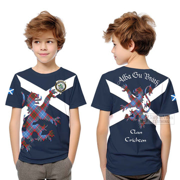 Crichton (Crighton) Tartan Lion Rampant Kid T-Shirt Proudly Display Your Heritage with Alba Gu Brath and Clan Name Youth XL Size14 - Tartan Vibes Clothing