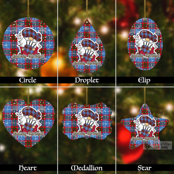 Crichton (Crighton) Tartan Christmas Aluminium Ornament with Gnome Playing Bagpipes