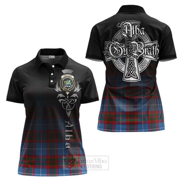 Crichton (Crighton) Tartan Women's Polo Shirt Featuring Alba Gu Brath Family Crest Celtic Inspired