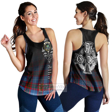 Crichton (Crighton) Tartan Women's Racerback Tanks Featuring Alba Gu Brath Family Crest Celtic Inspired