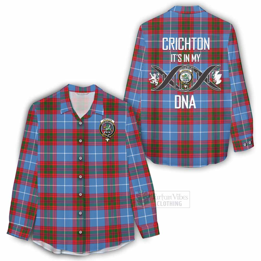 Tartan Vibes Clothing Crichton (Crighton) Tartan Women's Casual Shirt with Family Crest DNA In Me Style