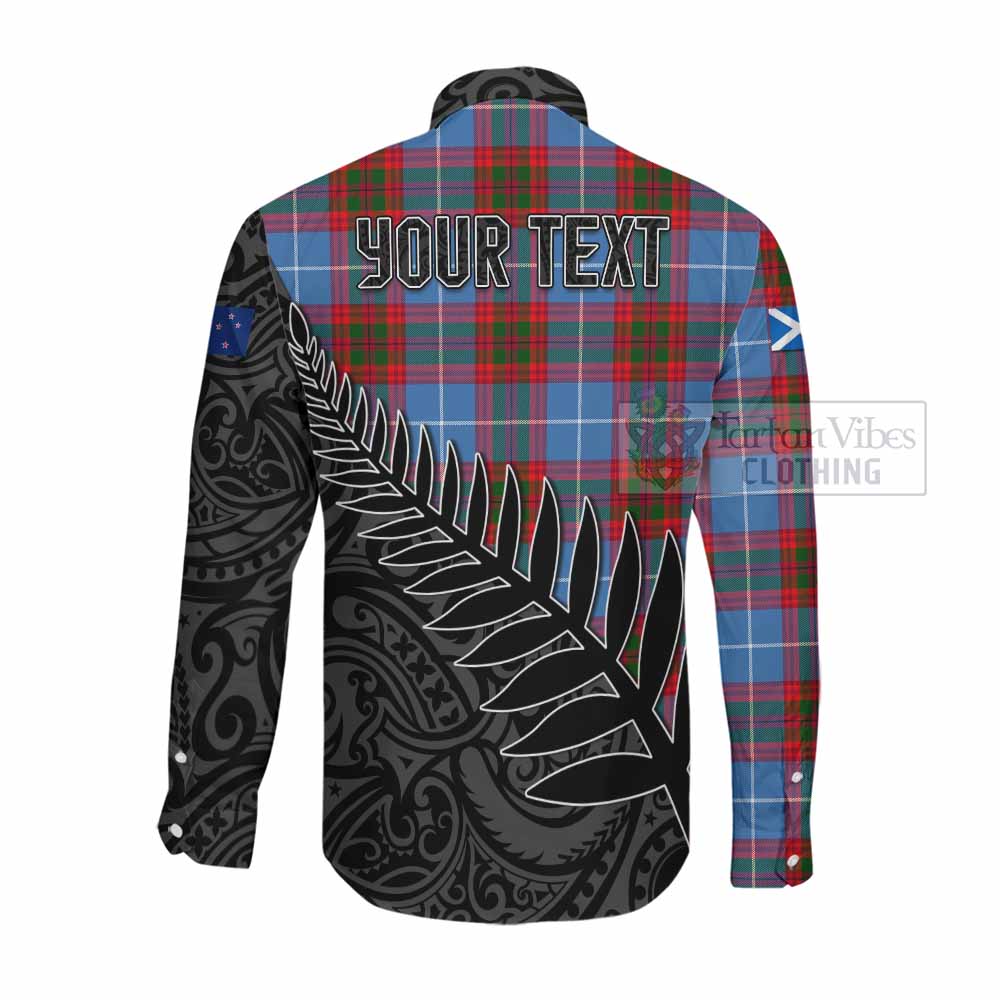 Tartan Vibes Clothing Crichton (Crighton) Crest Tartan Long Sleeve Button Shirt with New Zealand Silver Fern Half Style