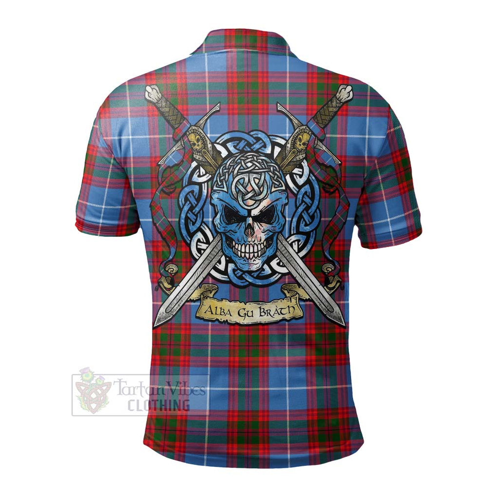 Tartan Vibes Clothing Crichton (Crighton) Tartan Polo Shirt with Family Crest Celtic Skull Style