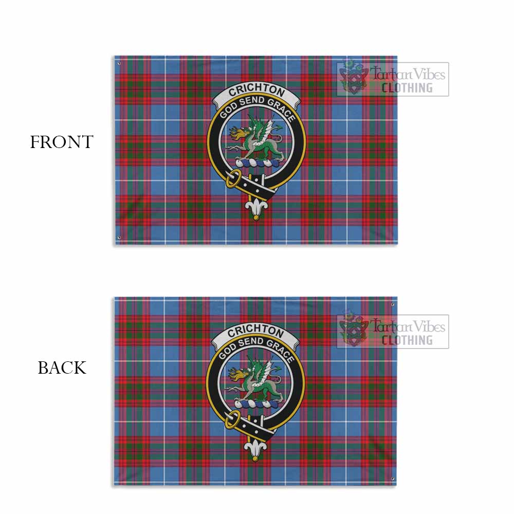 Tartan Vibes Clothing Crichton (Crighton) Tartan House Flag with Family Crest