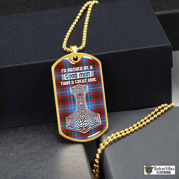 Crichton (Crighton) Tartan Dog Tag Necklace Viking Mjolnir Style Gold No - Tartan Vibes Clothing
